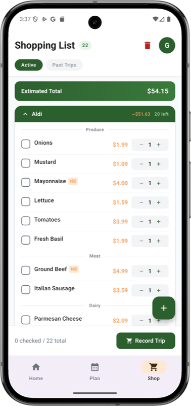 Shopping list — light mode