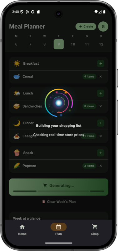 Generating — dark mode