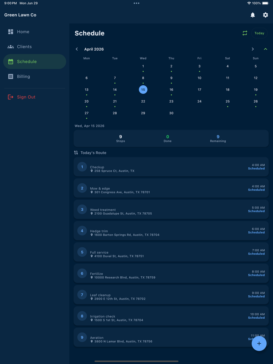 Keystone on tablet — schedule & routes