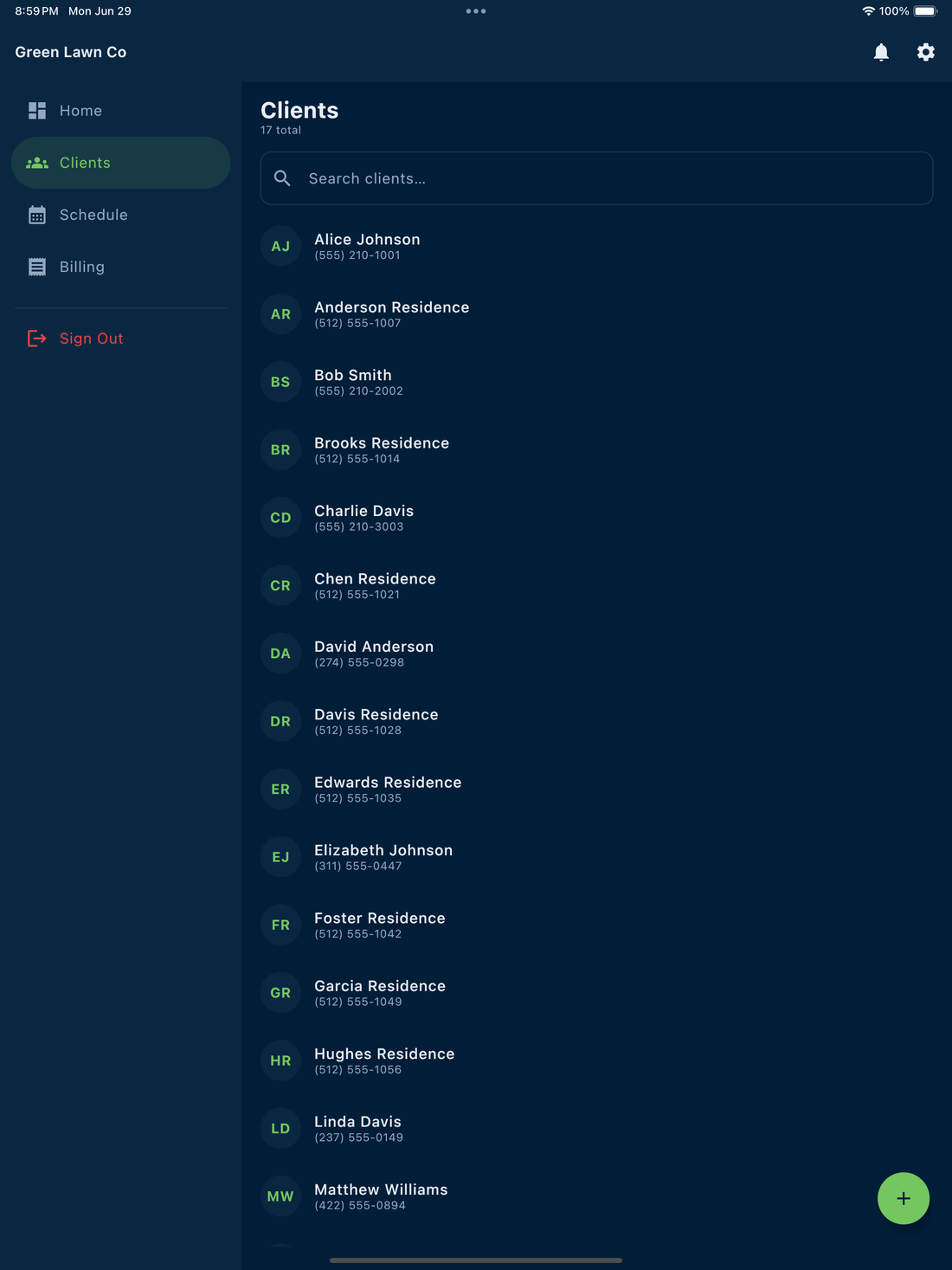 Keystone on tablet — clients