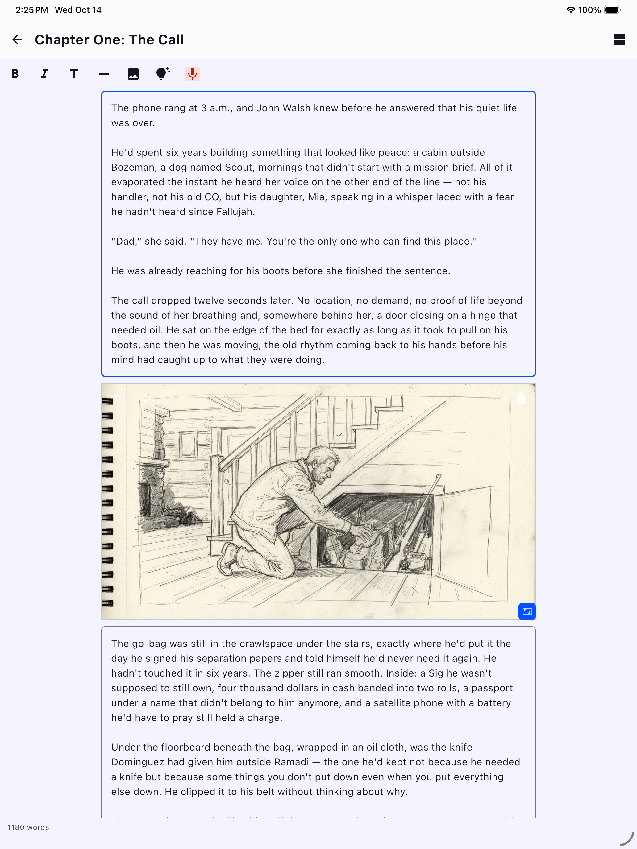 Chapter editor with the dictation mic active on iPad