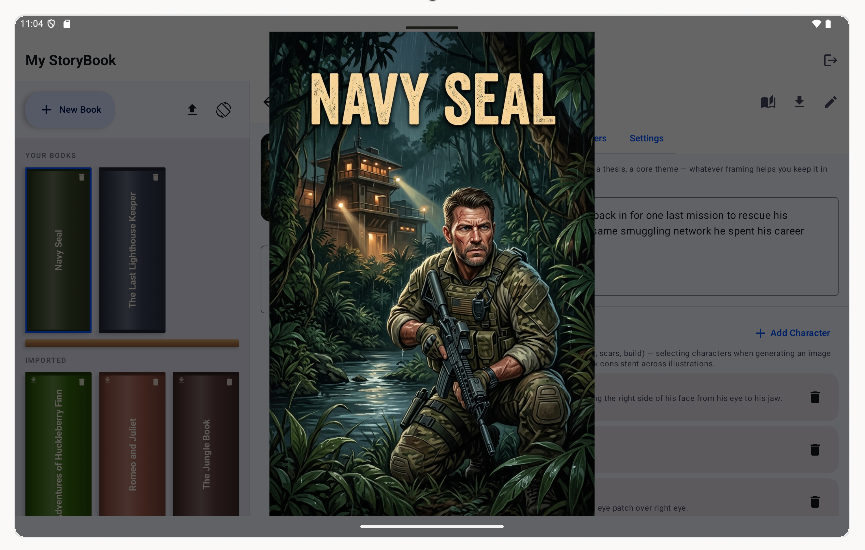 Full-screen preview of an AI-generated book cover