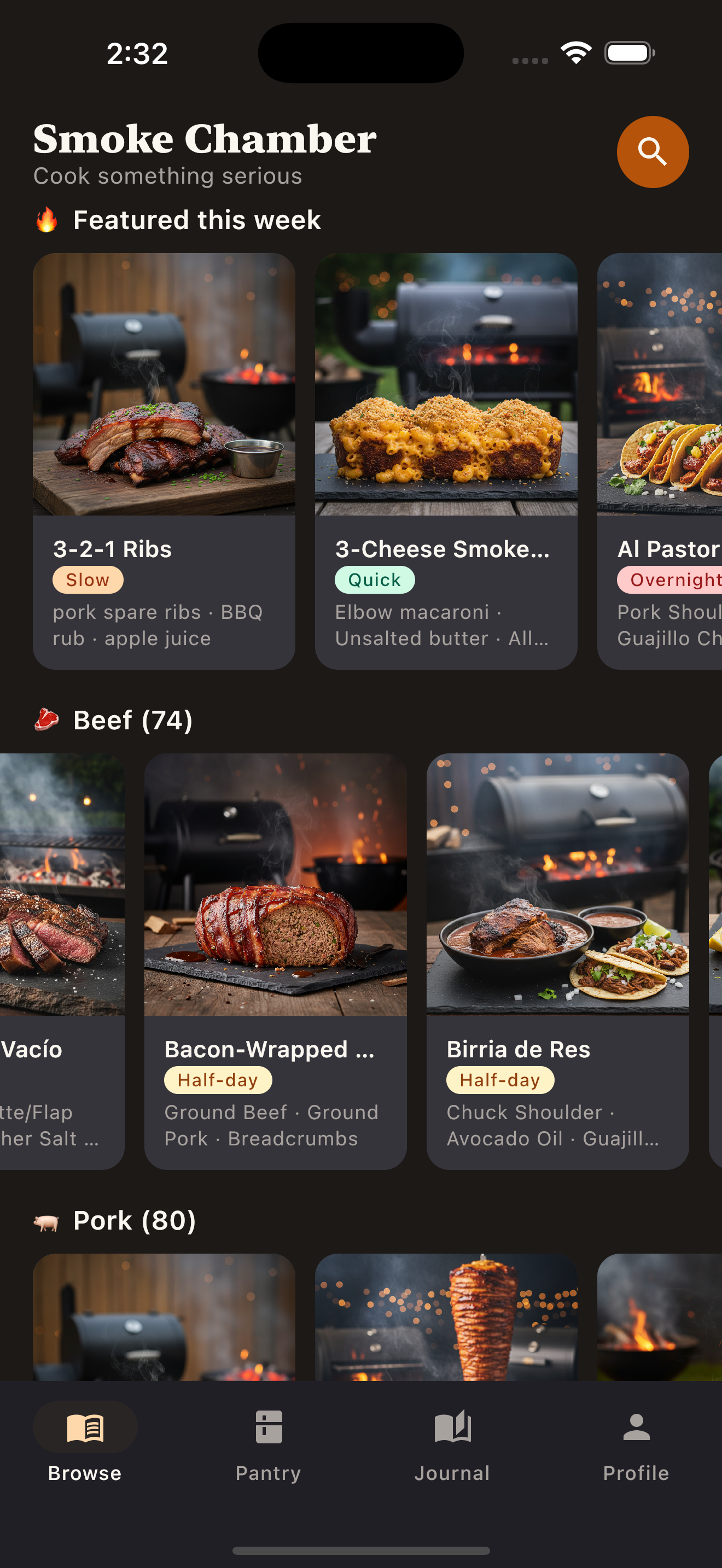Browse home with featured recipes
