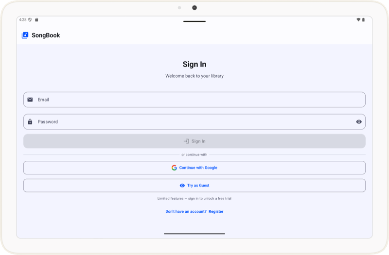 Tablet login light