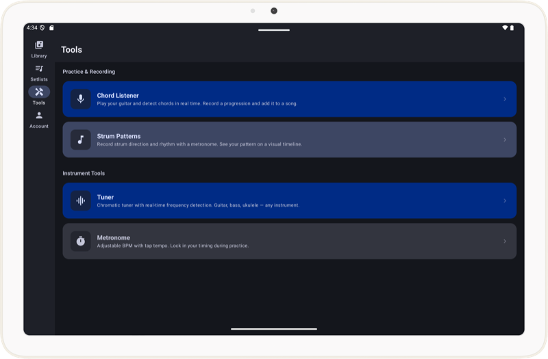 Tablet tools dark