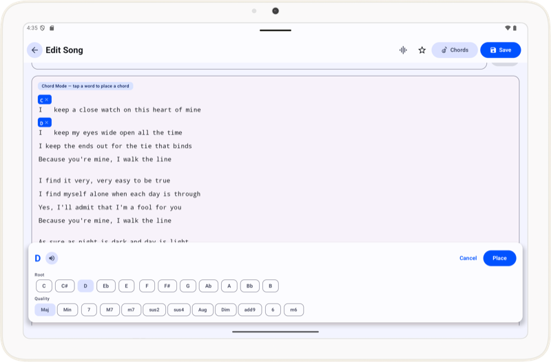Tablet editor light