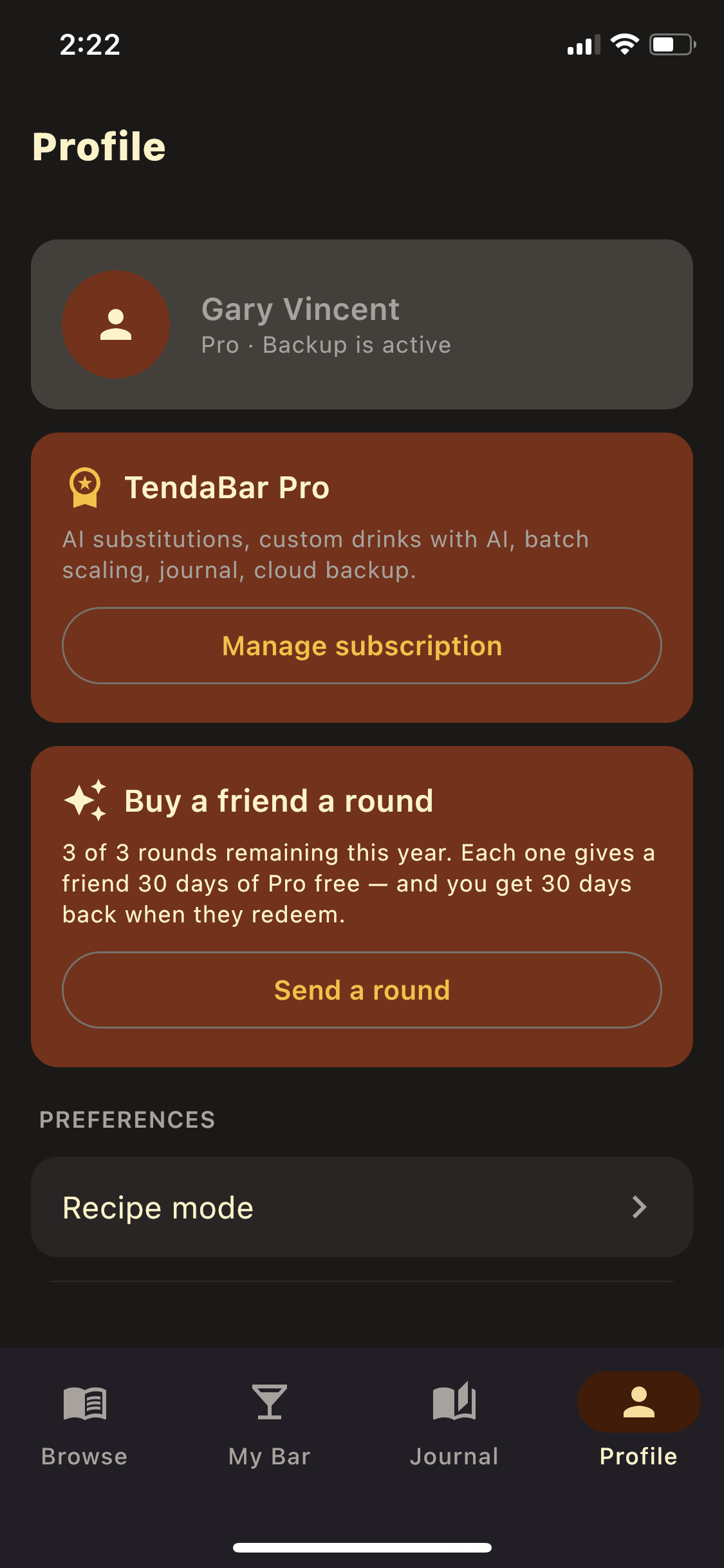 TendaBar Pro profile